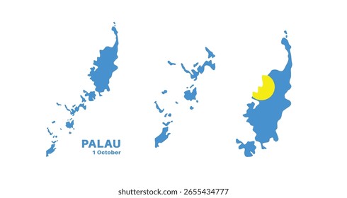 palau flag and map set. palau flag in official colors and proportions., map