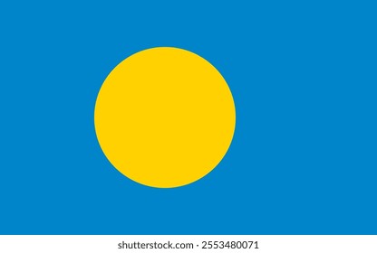 Palau flag in official colors, dimensions and aspect ratio. Vector flag symbolizing national pride, identity, heritage, patriotism and authority