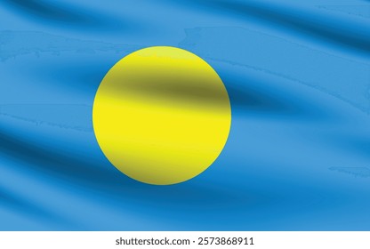 Palau flag official colors and proportion digital vector illustration. Pleated flag.