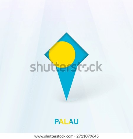 Palau Flag Pin Icon with Geometric Design. Vector illustration.