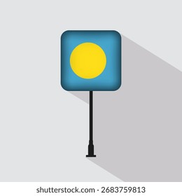 Palau Flag Pole Vector Illustration