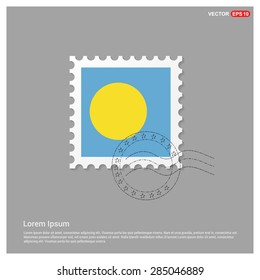 Palau Flag Postage Stamp on white background. Vector illustration.