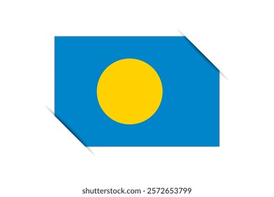 Palau flag - rectangle colorful flag representing a country cultural identity and heritage. The essence of national pride and unity. Attached by the corners in a paper album