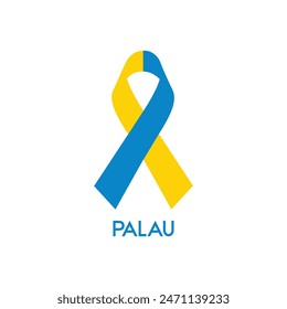  Palau flag ribbon vector design.
