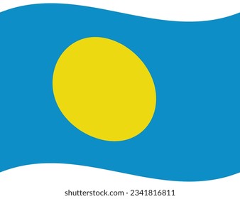 Palau flag in shape. Flag of Palau. Palau flag wave