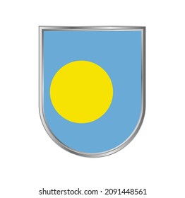 Palau flag with silver frame vector design