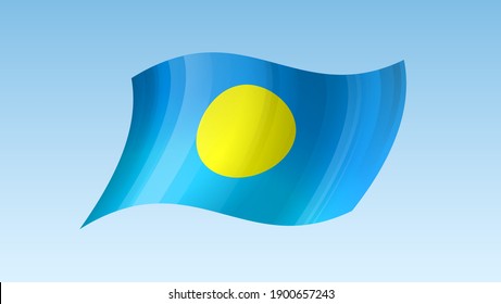Flaggenstaatsymbol von Palau einzeln auf nationalem Hintergrund. Grußkarte Nationaler Unabhängigkeitstag der Republik Palau. Illustrationsbanner mit realistischer Staatsflagge.