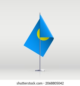 Palau flag state symbol isolated on background national banner. Greeting card National Independence Day of the republic of Palau. Illustration banner with realistic state flag.
