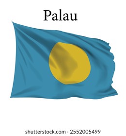 Vector de la bandera de Palau, ilustración 3d de la bandera de Palau, Vector realista de la bandera de Palau