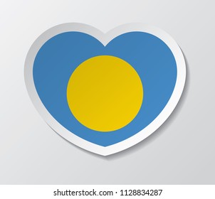 palau flag vector with love heart shape