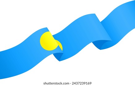 Onda de la bandera de Palau aislada en png o ilustración vectorial de fondo transparente.