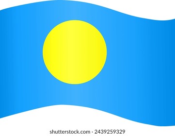 Palau flag wave isolated on png or transparent background vector illustration.