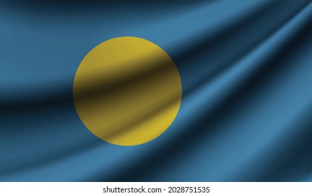Palau flag waving. Background for patriotic and national design. Vector illustration
