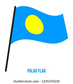 Palau Flag Waving Vector Illustration on White Background. Palau National Flag.