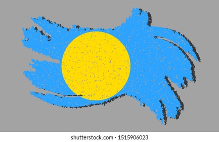 Palau grunge flag, Palau flag with shadow on isolated background, vector illustration