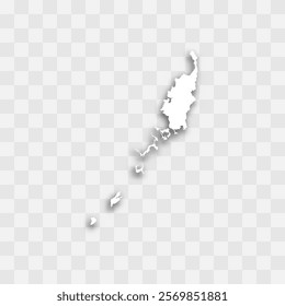 Palau high detailed vector representation of country silhouette. White color on transparent background with dropped shadow. For educational, decorative, or informational use.