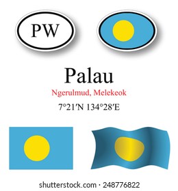 palau icons set against white background, abstract vector art illustration, image contains transparency
