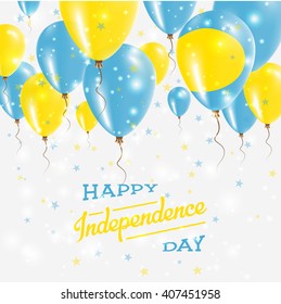 Palau Independence Day Celebration Balloons. Flying Rubber Celebration Balloons in Colors of the Palau National Flag. Happy Palau Day Celebration Balloons, Stars and Sparkles.