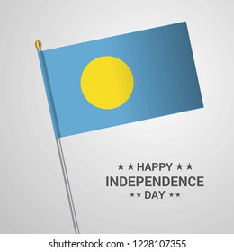 Palau Independence day typographic design with flag vector