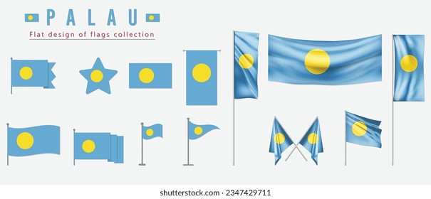 Bandera de las Islas Palau, colección de banderas de diseño plano