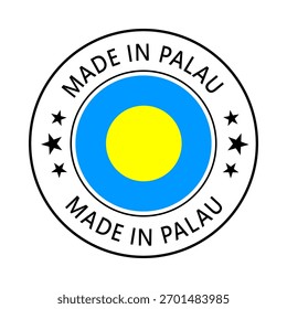 Palau Made in Stamp in circle with flag Vector template on white background