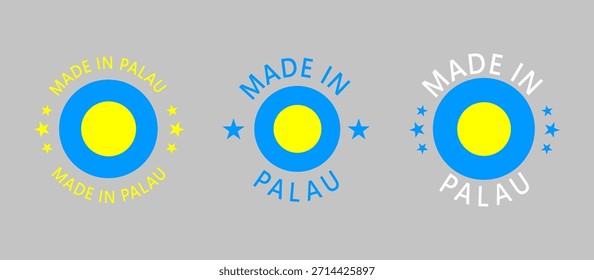 Palau Hecho en Sello en círculo con bandera sobre fondo blanco