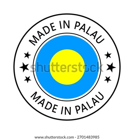 Palau Made in Stamp in circle with flag Vector template on white background