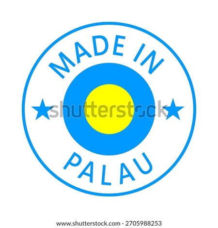 Palau Made in Stamp in circle with flag Vector template on white background