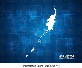 Palau map with abstract blue background technology pixel board texture.