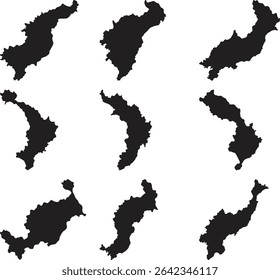 Palau map black silhouette vector style with white background
