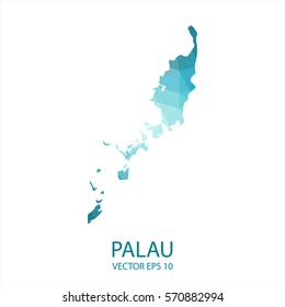Palau map - blue geometric rumpled triangular low poly style gradient graphic background , polygonal design for your . Vector illustration eps 10.