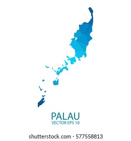 Palau map - blue geometric rumpled triangular low poly style gradient graphic background , polygonal design for your . Vector illustration eps 10.
