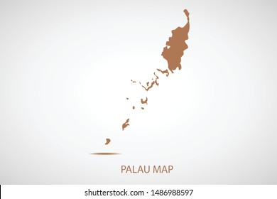Palau map, brown color and country name. Map of Oceania. Vector map on gray background. Symbol for your web site design map logo. app, ui, Travel vector eps10, concept Illustration.
