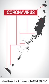 Palau map with Coronavirus warning illustration