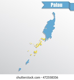 Palau map with flag inside and ribbon