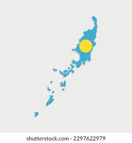 mapa de palau con bandera en fondo gris
