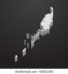 Palau map in gray on a black background 3d