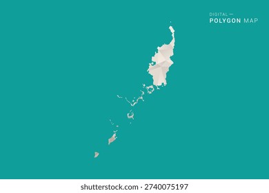 Palau Map - Green and Gray Polygon Vector Illustration, Low Poly Geometric Design with Clean Minimal Style on Solid Background for Infographic Use.