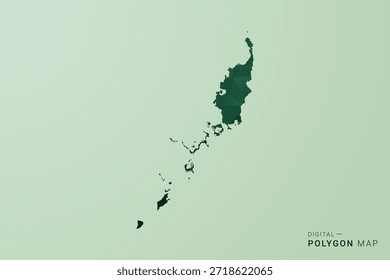 Palau Map - Ilustração de vetor estilo polígono verde, baixo projeto geométrico poly com Silhueta limpa no fundo verde suave.