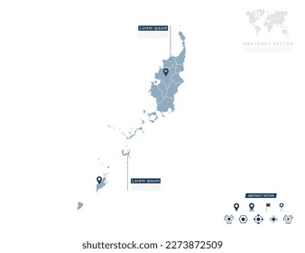Palau map of infographic blue Navigator pin location checking communication information plan position.