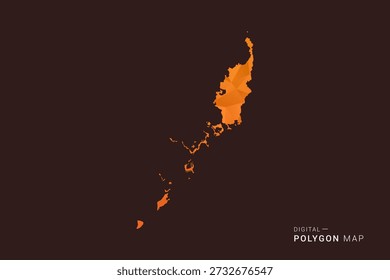 Mapa de Palau - Vector de polígono bajo, silueta geométrica triangulada en tonos naranja y marrón oscuro, estilo infográfico moderno limpio, fondo aislado.