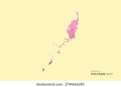 Palau Map - Low poly polygon map design in soft pink pastel gradient on beige background, modern minimal geometric style, clean digital vector illustration.