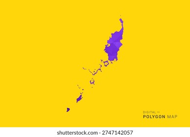 Palau Map - Low poly polygon map in vibrant purple gradient on bold yellow background, modern minimal geometric style, clean digital vector illustration.
