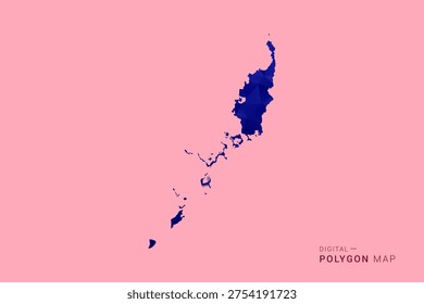 Palau Map - Low poly polygon map in deep blue gradient on soft pink pastel background, modern minimal geometric design, clean digital vector illustration.