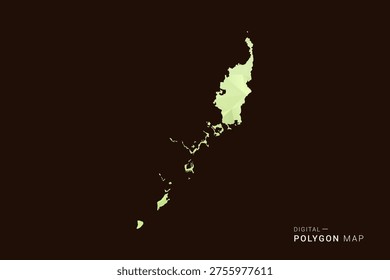 Palau Map - Low poly polygon map in soft light green gradient on dark brown background, modern minimal geometric style, clean abstract vector illustration design.