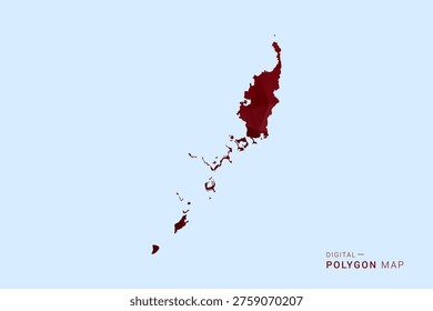 Palau Map - Low poly polygon map in deep red gradient on light blue background, modern minimal geometric design, vector illustration with faceted triangulated style.