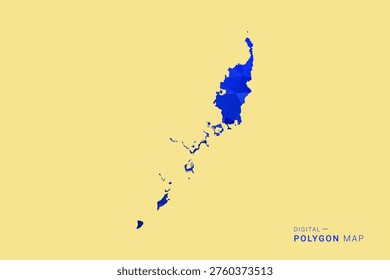 Palau Map - Low poly polygon map in deep blue gradient on soft beige background, modern minimal geometric design, clean abstract vector illustration with faceted triangulated style.