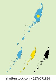 Palau map with national flag 
