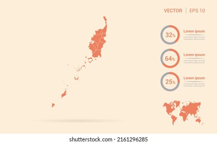 Palau map orange abstract infographic vector.