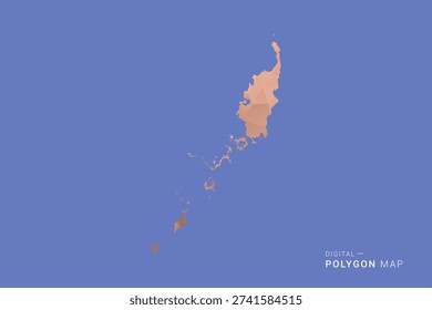 Palau Map - Orange Polygon Vector Illustration on Deep Blue Background, Low Poly Geometric Design, Modern Abstract Country Silhouette for Infographics and Presentation Use.